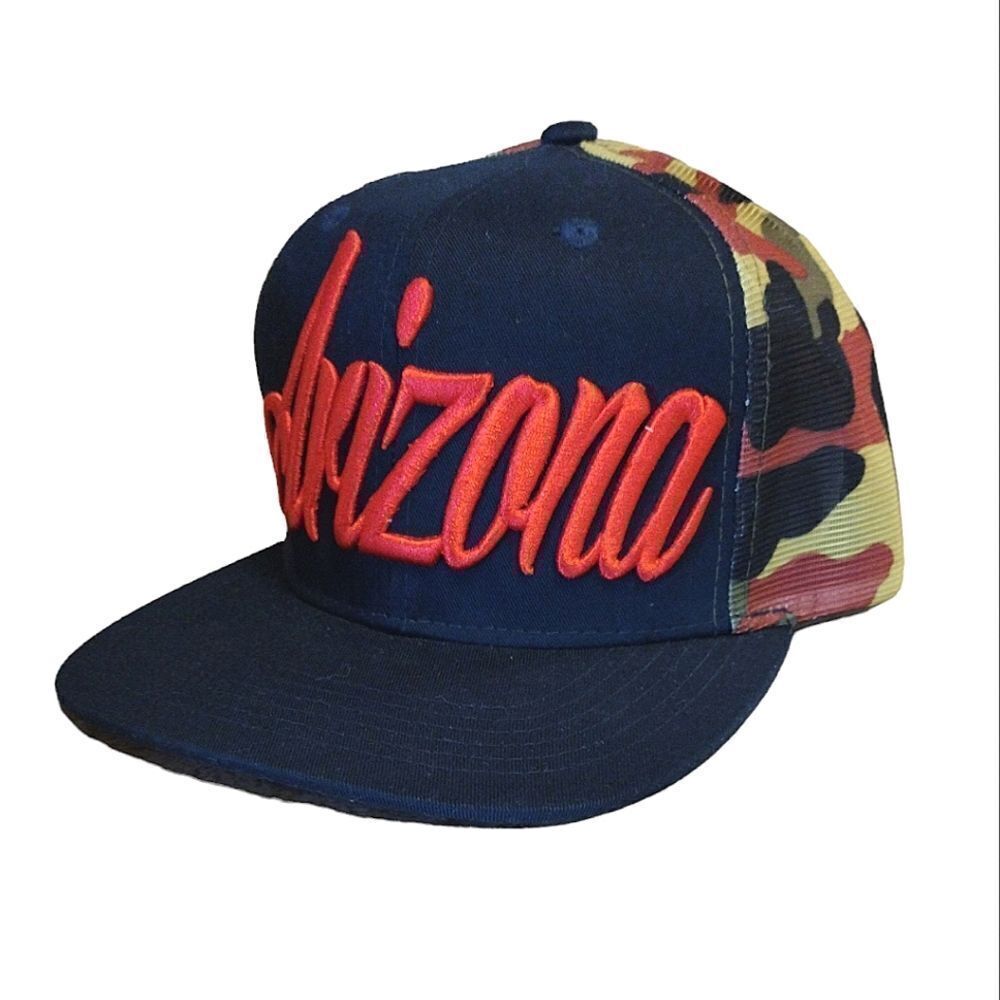Top Level Blue Red Arizona Camo Mesh Trucker Snapback Hat Athleticwear Dadcore